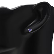 6pairs, Lapiz Lazuli Triangle Silver Stud Earrings - e348